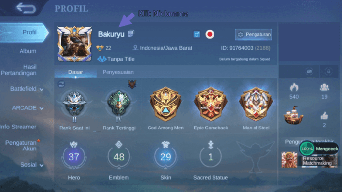 Cara Copy Nickname Mobile Legend