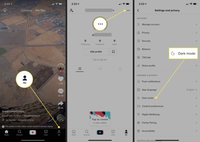 Tiktok mode dark allows certain hide read next videos now